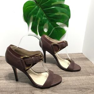 Michael Kors Brown Leather Ankle Strap Heels